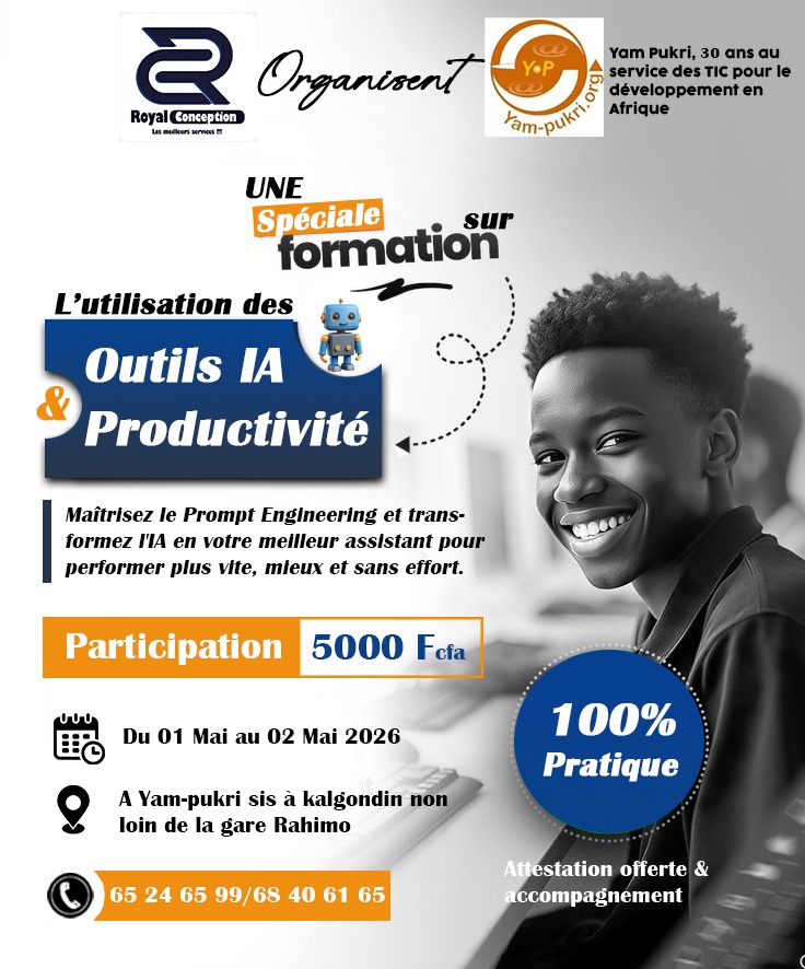 Formation pratique : Maîtrisez les outils d'IA et boostez votre productivité du 01 Mai au 02 Mai